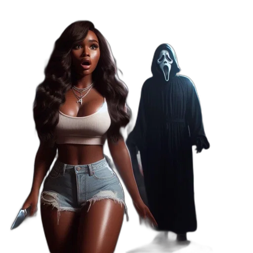 concept art, comic book art, 3d render, fantasy art, inside, home, surprised, woman transparent PNG cut-out