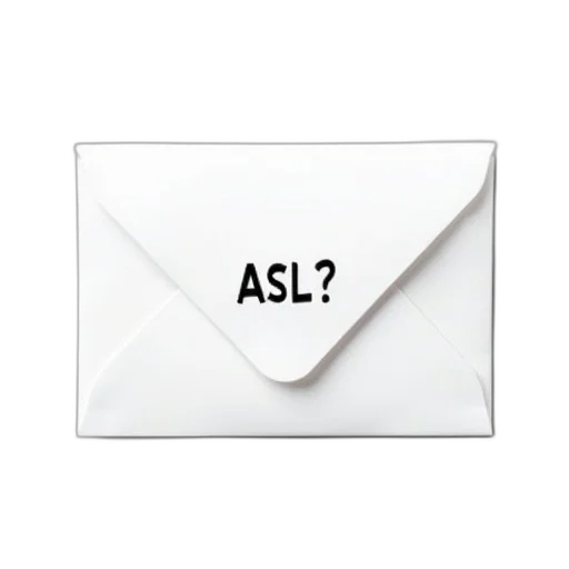 3d render, white, envelope, black, text, reading, asl, age transparent PNG cut-out