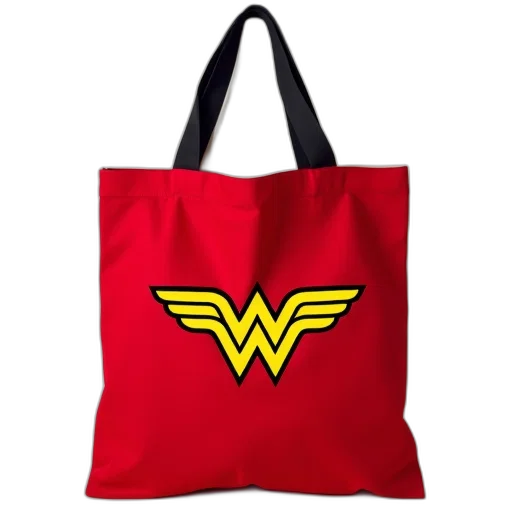 red, tote, bag, black, border, yellow, wonder, woman transparent PNG cut-out