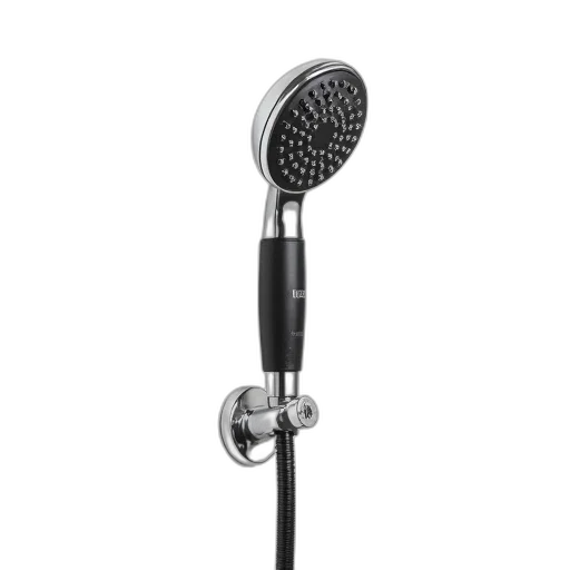 staff, weapon, sleek, modern, showerhead, metallic, finish, black transparent PNG cut-out