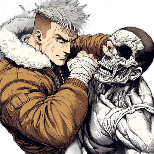 jacket, face, comic book art, concept art, anime, cyberpunk, snow, young transparent PNG cut-out