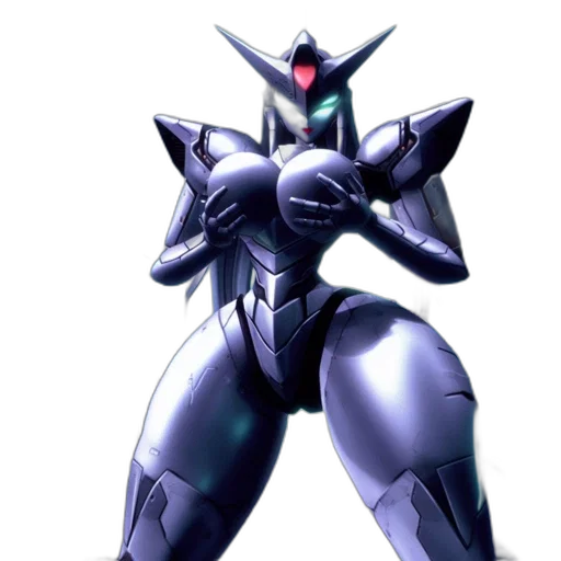 robot, weapon, concept art, 3d render, vaporwave, pixel art, screenshot, features transparent PNG cut-out