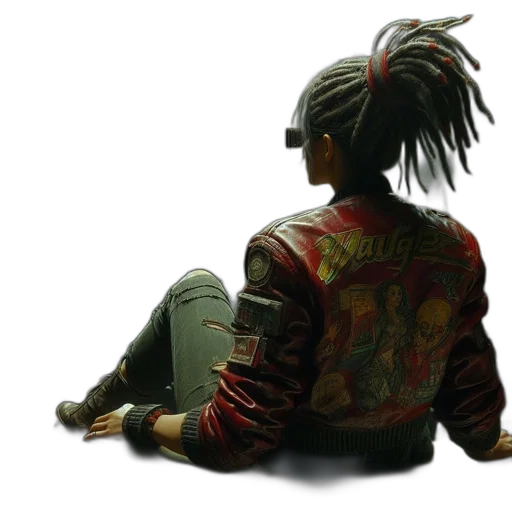 jacket, weapon, creature, hair, concept art, cyberpunk, photorealistic, comic book art transparent PNG cut-out