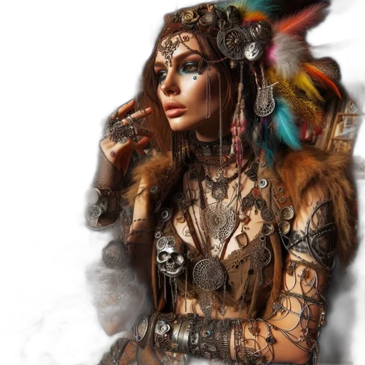 jewelry, dress, mask, face, fantasy art, photorealistic, concept art, cyberpunk transparent PNG cut-out