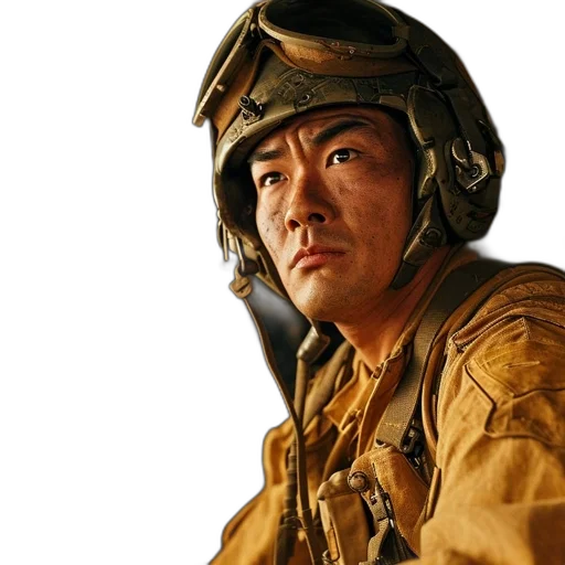 face, staff, jacket, weapon, photorealistic, oil painting, comic book art, concept art transparent PNG cut-out