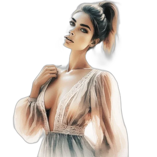 dress, jewelry, watercolor, photorealistic, pencil sketch, fantasy art, pastel, golden transparent PNG cut-out