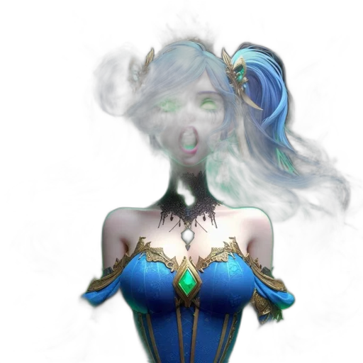 mask, staff, face, dress, fantasy art, concept art, 3d render, vaporwave transparent PNG cut-out