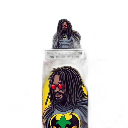 mask, comic book art, concept art, batman, parody, character, dreadlocks, beard transparent PNG cut-out