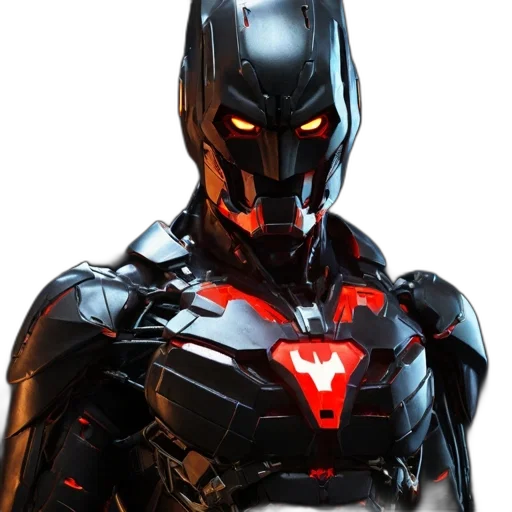 mask, comic book art, concept art, 3d render, individual, futuristic, red-accented, black transparent PNG cut-out