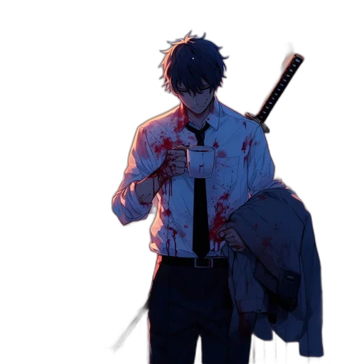 sword, staff, weapon, jacket, concept art, pixel art, anime, comic book art transparent PNG cut-out