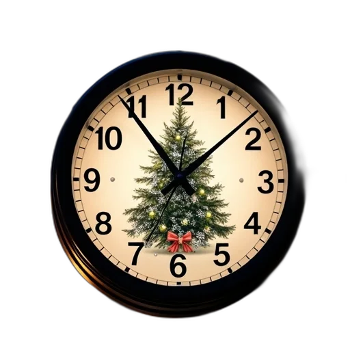 3d render, round, wall, clock, black, frame, white, face transparent PNG cut-out