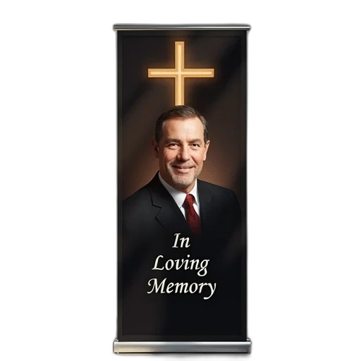 vertical, banner, black, background, featuring, large, cross, top transparent PNG cut-out