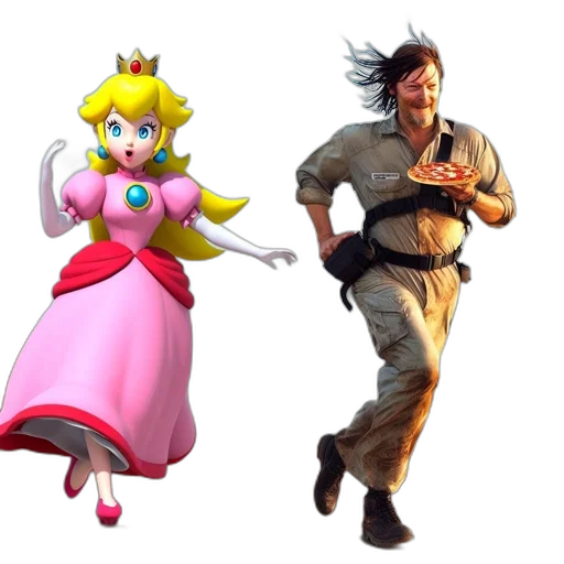 dress, concept art, 3d render, beachfront, mario-esque, princess, rushes, forward transparent PNG cut-out