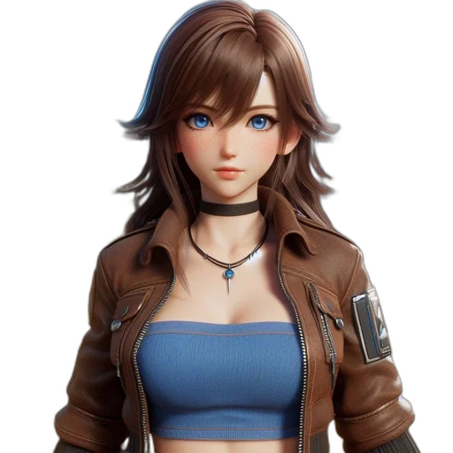 jacket, concept art, 3d render, photorealistic, fantasy art, blue, animated, character transparent PNG cut-out