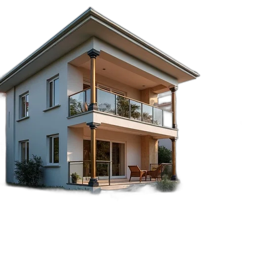 building, furniture, umbrella, 3d render transparent PNG cut-out