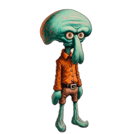 staff, hat, creature, jacket, concept art, 3d render, cartoon, fantasy art transparent PNG cut-out