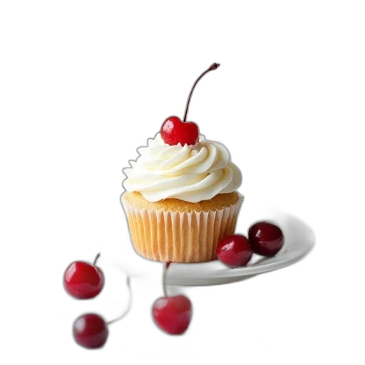 food, crown, 3d render, photorealistic, white, plate, single, cupcake transparent PNG cut-out