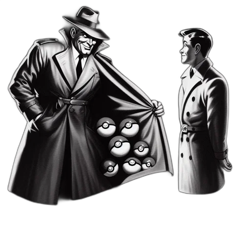 jacket, mask, concept art, comic book art, cartoon, city street, monochrome, illustrated transparent PNG cut-out