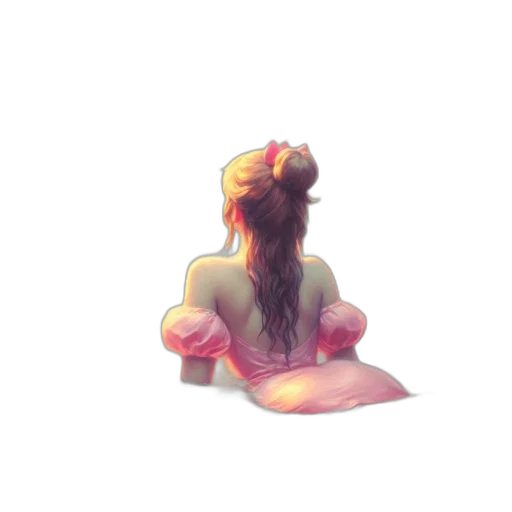 crown, hair, dress, staff, pixel art, concept art, 3d render, watercolor transparent PNG cut-out