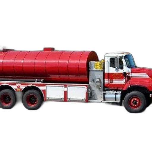 3d render, red, tanker, truck, white, accents, driving, road transparent PNG cut-out