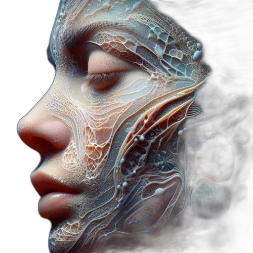 face, mask, hair, robot, photorealistic, concept art, 3d render, fantasy art transparent PNG cut-out