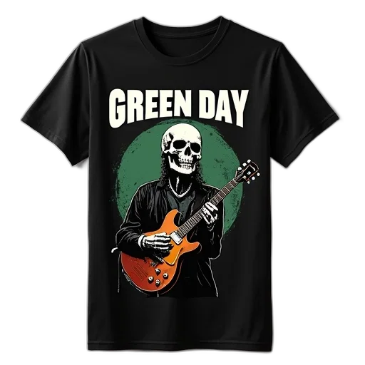 green, black, t-shirt, graphic, design, featuring, skull-like, figure transparent PNG cut-out