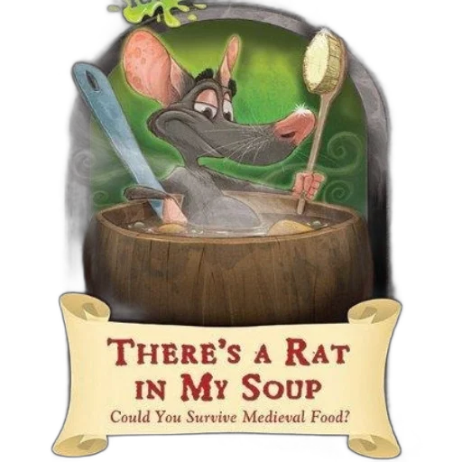 hat, concept art, cartoon, rat, stirring, soup, barrel, banner transparent PNG cut-out