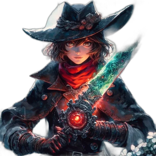 staff, sword, weapon, hat, fantasy art, concept art, pixel art, comic book art transparent PNG cut-out