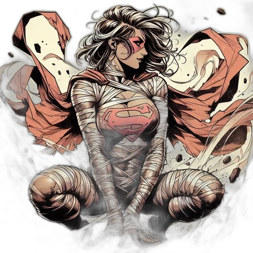 comic book art, concept art, fantasy art, watercolor, red, earth tones, female, comic transparent PNG cut-out