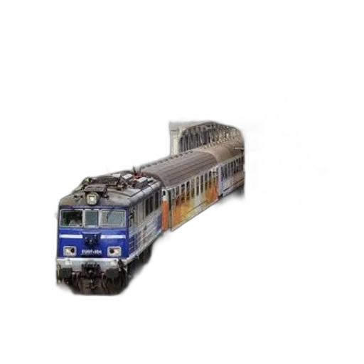 photorealistic, 3d render, concept art, blue, white, train, travels, tracks transparent PNG cut-out