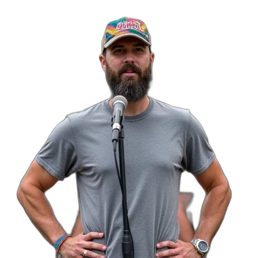 staff, jacket, hat, man, beard, baseball, cap, standing transparent PNG cut-out