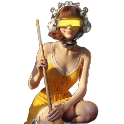 mask, staff, dress, jewelry, cyberpunk, concept art, fantasy art, photorealistic transparent PNG cut-out