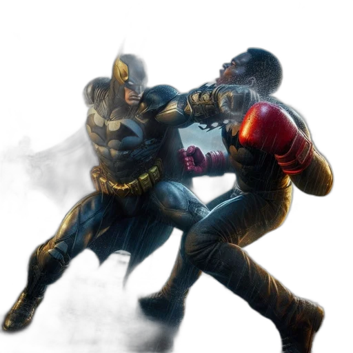 mask, weapon, concept art, comic book art, dark, batman, stands, prepared transparent PNG cut-out
