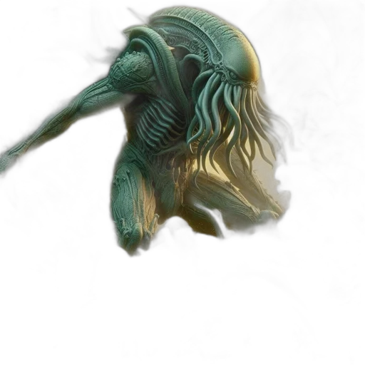creature, hair, dragon, mask, concept art, fantasy art, photorealistic, 3d render transparent PNG cut-out