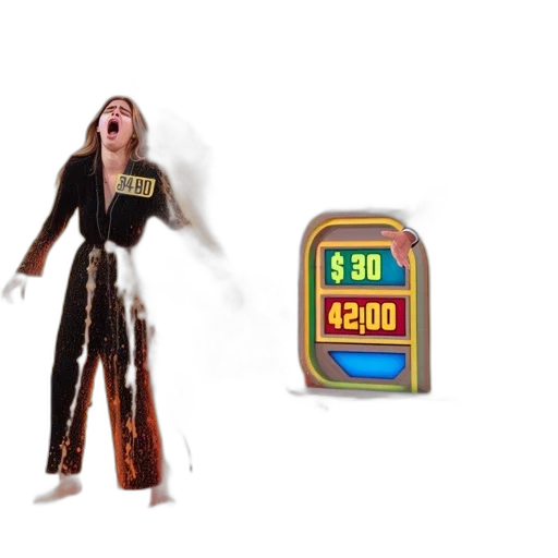 jacket, comical, scenario, woman, soaked, liquid, amidst, flames transparent PNG cut-out