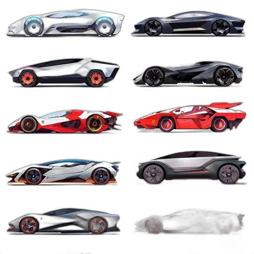 car, concept art, 3d render, photorealistic, colorful, dark, neon, monochrome transparent PNG cut-out