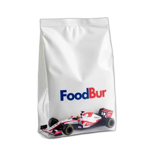 food, car, white, plastic, bag, blue, red, logo transparent PNG cut-out