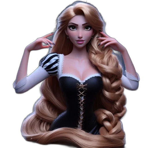 dress, hair, crown, jewelry, fantasy art, 3d render, concept art, cartoon transparent PNG cut-out