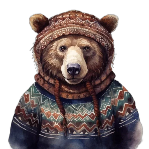 face, animal, jacket, hat, concept art, photorealistic, pixel art, fantasy art transparent PNG cut-out