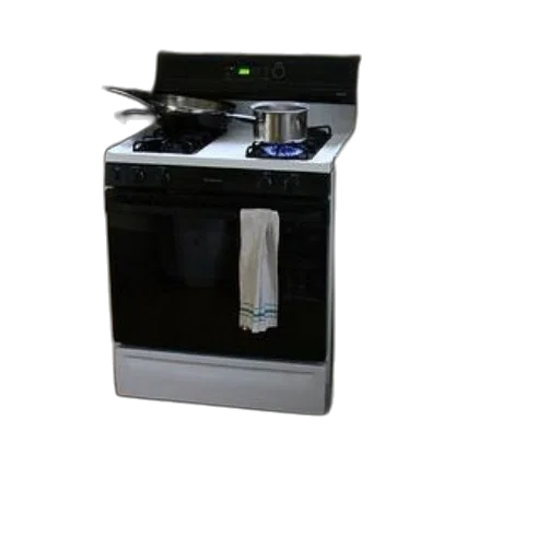 robot, 3d render, kitchen, white, cabinets, black, stove, various transparent PNG cut-out