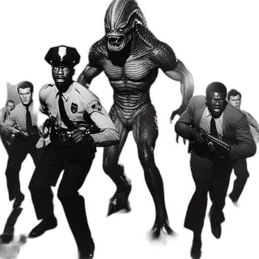 creature, robot, concept art, comic book art, outer space, large, menacing, faces transparent PNG cut-out