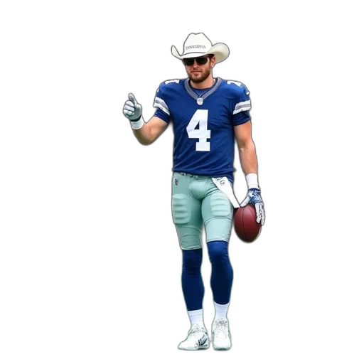 person, dressed, blue, white, dallas, cowboys, uniform, cowboy transparent PNG cut-out