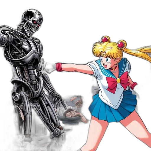 robot, comic book art, concept art, anime, outer space, office-like, environment, young transparent PNG cut-out