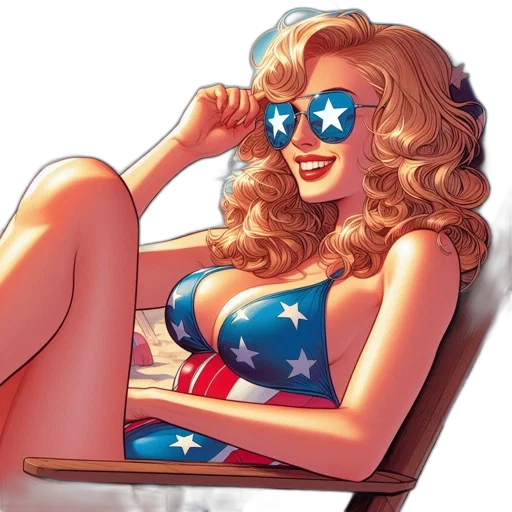 comic book art, cartoon, concept art, photorealistic, illustration, features, woman, reclining transparent PNG cut-out