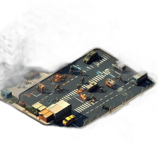robot, 3d render, cyberpunk, concept art, isometric, cityscape, features, ongoing transparent PNG cut-out