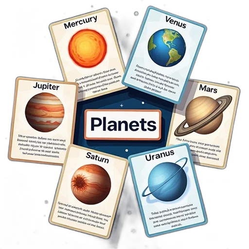 outer space, set, educational, cards, names, planets, our, solar transparent PNG cut-out