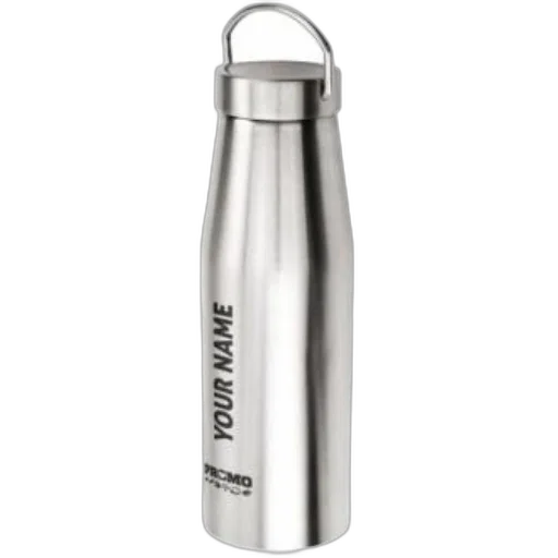 bottle, sleek, stainless, steel, water, handle, top, featuring transparent PNG cut-out