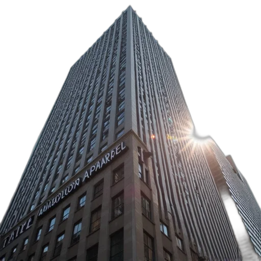 building, 3d render, tall, large, american, apparel, sign, side transparent PNG cut-out