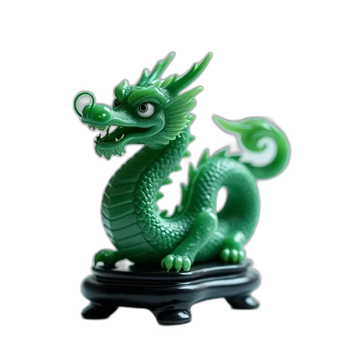 dragon, 3d render, photorealistic, fantasy art, green, jade, figurine, curled transparent PNG cut-out