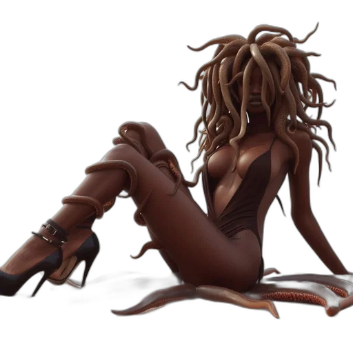 hair, shoes, dress, creature, concept art, photorealistic, fantasy art, 3d render transparent PNG cut-out